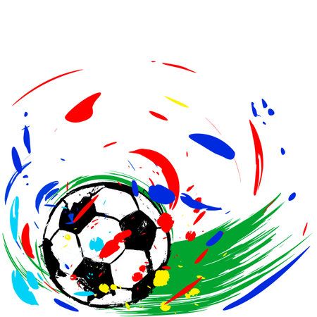 soccer / football illustration, free copy space, with soccer ballのイラスト素材