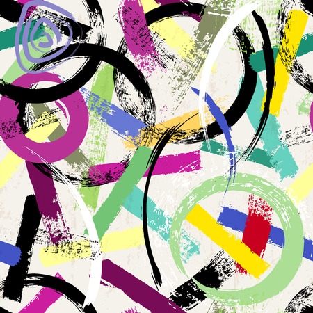 seamless background pattern, with circles, strokes and splashesのイラスト素材