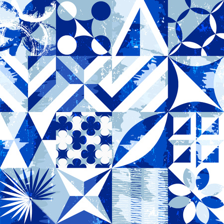 seamless abstract geometric background pattern, with strokes and splashes, grungy styleのイラスト素材