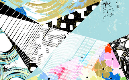 Abstract geometric pattern, circles, strokes and splashes.のイラスト素材