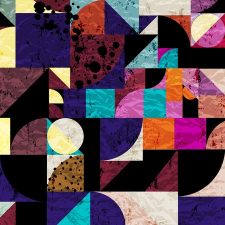 Abstract background pattern, with circles, dots, squares, strokes and splashesのイラスト素材