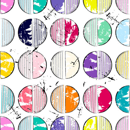 seamless background pattern, with circles/semicircles, paint strokes and splashesのイラスト素材