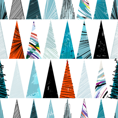 seamless geometric pattern background, with triangles, stripes, paint strokes and splashesのイラスト素材