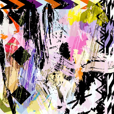 abstract background composition, with strokes, splashes and geometric linesのイラスト素材