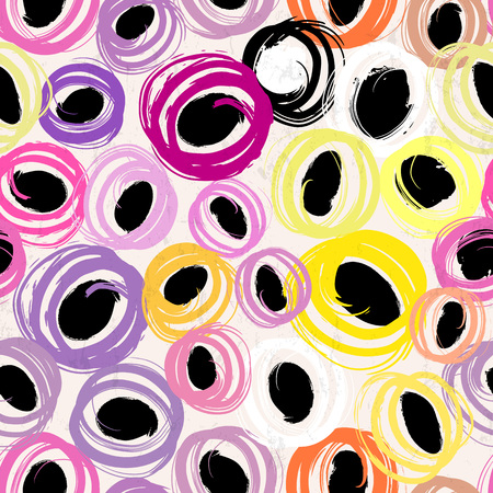 seamless background pattern, with circles, dots, strokes and splashesのイラスト素材