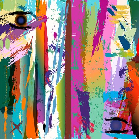 abstract background illustration, with paint strokes and splashesのイラスト素材