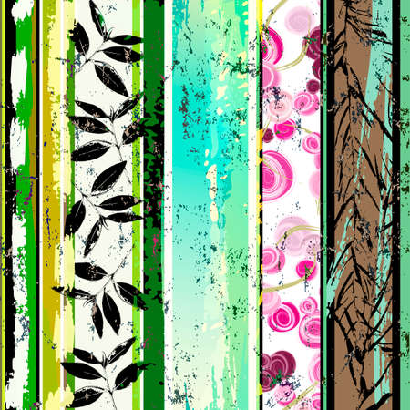 abstract background composition with flowers, with strokes, splashes and geometric linesのイラスト素材