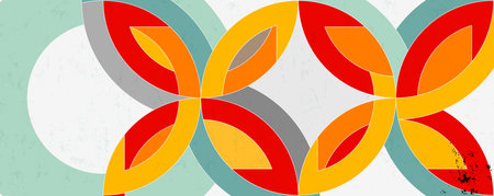 abstract background with circle / semicircle, vintage / retro geometric design