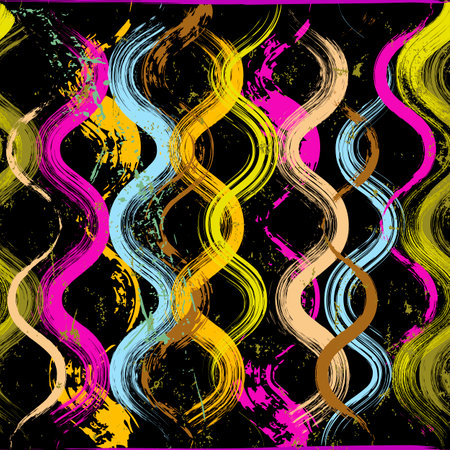 seamless pattern background, with waves, paint strokes and splashes, grungyのイラスト素材