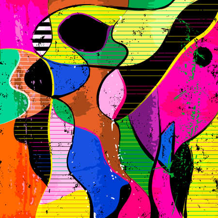 abstract colorful background composition, with waves, lines, paint strokes and splashesのイラスト素材