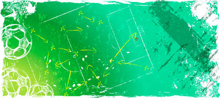 abstact background with soccer ball, football, with paint strokes and splashes, grungy, free copy spaceのイラスト素材