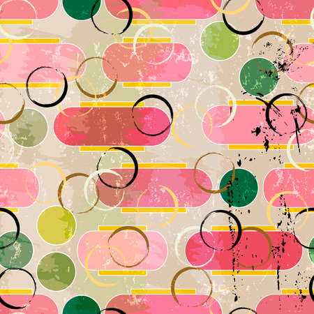 abstract seamless background pattern, with circles, oval, paint strokes and splashesのイラスト素材