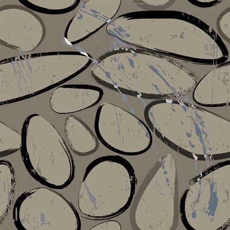 seamless background pattern, with oval, circles, paint strokes and splashes, grungyのイラスト素材