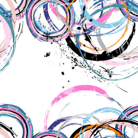 seamless abstract background pattern, with circles, paint strokes and splashesのイラスト素材