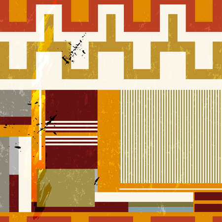 abstract geometric background pattern, with stripes, paint strokes and splashesのイラスト素材