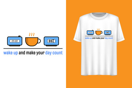 Alarm clock t-shirt design, Typography t-shirt design, Good morning quote t-shirt design.のイラスト素材