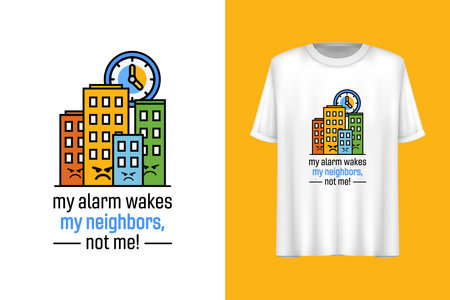 Alarm clock t-shirt design, Typography t-shirt design, Good morning quote t-shirt design.のイラスト素材