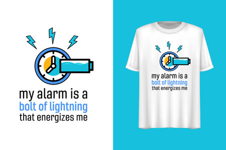 Alarm clock t-shirt design, Typography t-shirt design, Good morning quote t-shirt design.のイラスト素材
