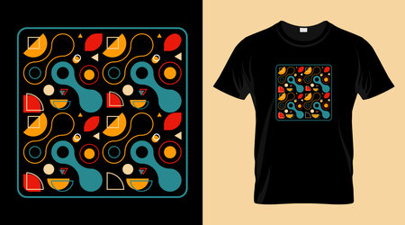 Abstract colorful vector trendy t-shirt design templateのイラスト素材