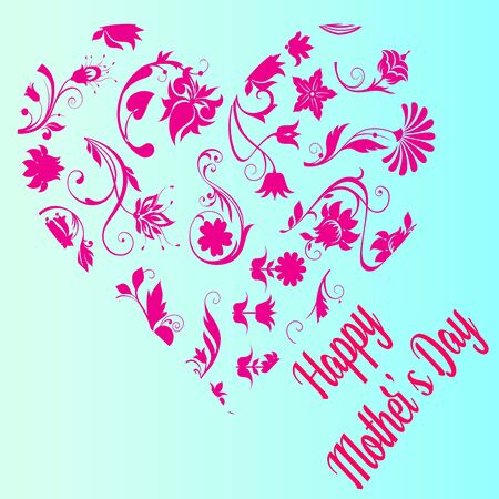 Happy Mothers day. floral vector.illustration. pink floral gift card.pink floral gift for mother.mothers day.のイラスト素材