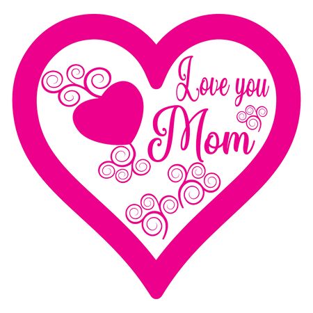 Happy mothers day gift. vector.floral elements. Illustration.gift card .pink color heart. background. i love you mom.のイラスト素材