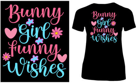 Bunny girl funny wishes.  Cute floral design for bunny lover girls.のイラスト素材
