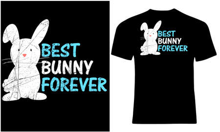 Bunny forever. white bunny silhouette t shirt design in the Easter for hare lovers.のイラスト素材