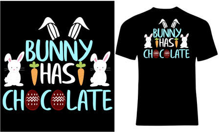 Bunny has chocolate. T shirt design for chocolate lovers.のイラスト素材