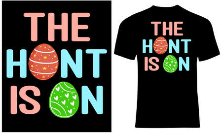 The hunt is on. Egg hunter neon t shirt design for Easter.のイラスト素材
