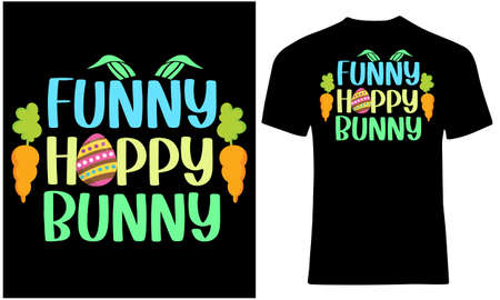 Funny happy bunny. Egg hunter neon color t shirt design for Easter.のイラスト素材