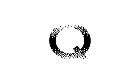 Q Letter Logo Design Pixel white black background vectorのイラスト素材