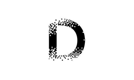 D Letter Logo Design Pixel white black background vectorのイラスト素材