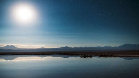 Milky way in Licancabur volcano at Atacama Desertの写真素材