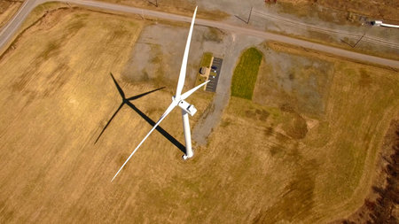 Wind turbines on beautiful mountain landsape