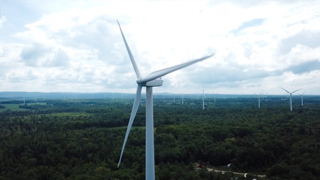 Wind turbines on beautiful mountain landsape