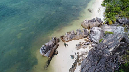 Seychelles beach aerial view of Praslin Island Anse Lazio beachの写真素材