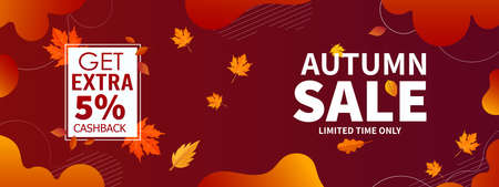 Autumn Sale Background with Falling Autumn Leavesのイラスト素材