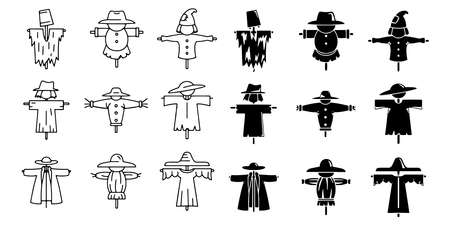 Scarecrow doll icons set Simple set of scarecrow doll vector iconsのイラスト素材