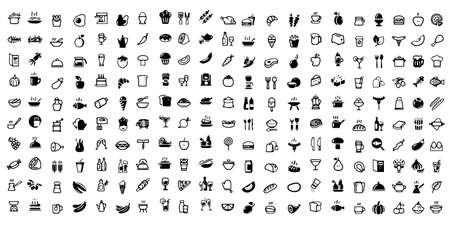 Food icons white background Vector illustrationsのイラスト素材