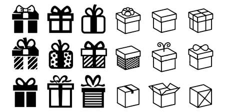 gift box vector icon set illustration on white backgroundのイラスト素材