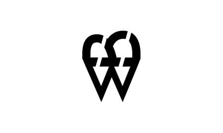 Letter mark WB and BW or B and W abstract  vector templateのイラスト素材
