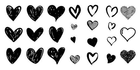 Heart icon symbol vector set on white backgroundのイラスト素材
