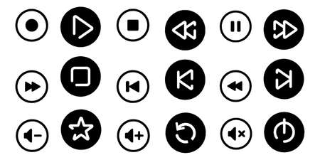 Play and pause buttons icons Set of Vector illustrationのイラスト素材