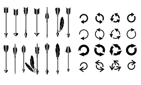 hand drawn arrows set graphic elements in black Vector