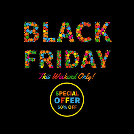 Vector illustration of Black Friday sale text design templateのイラスト素材