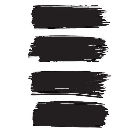 Brush strokes text boxes. Vector paintbrush set. Grunge design elements. Dirty texture banners. Ink splatters. Painted objects.のイラスト素材