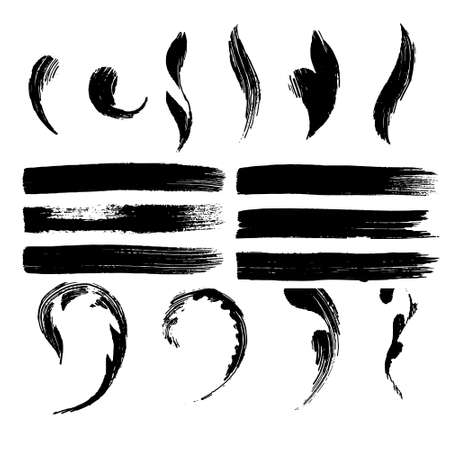 Vector black paint, ink brush stroke, brush, line or texture. Dirty artistic design element, box, frame or background for text.のイラスト素材