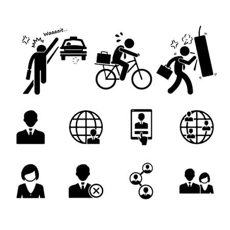 Simple Set of Business People Related Vector Line Icons. Contains such Icons as One-on-One Meeting, Workplace, Business Communicationのイラスト素材