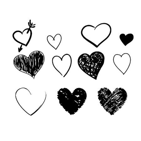 Vector hearts set Different style and shapeのイラスト素材