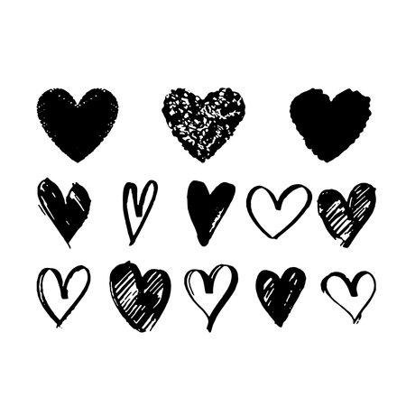 Vector hearts set Different style and shapeのイラスト素材